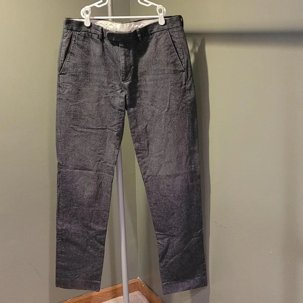 J.Crew Bowery‎ Slim Fit Cotton Dress Pants Men's Trousers, Size 32x34, Gray